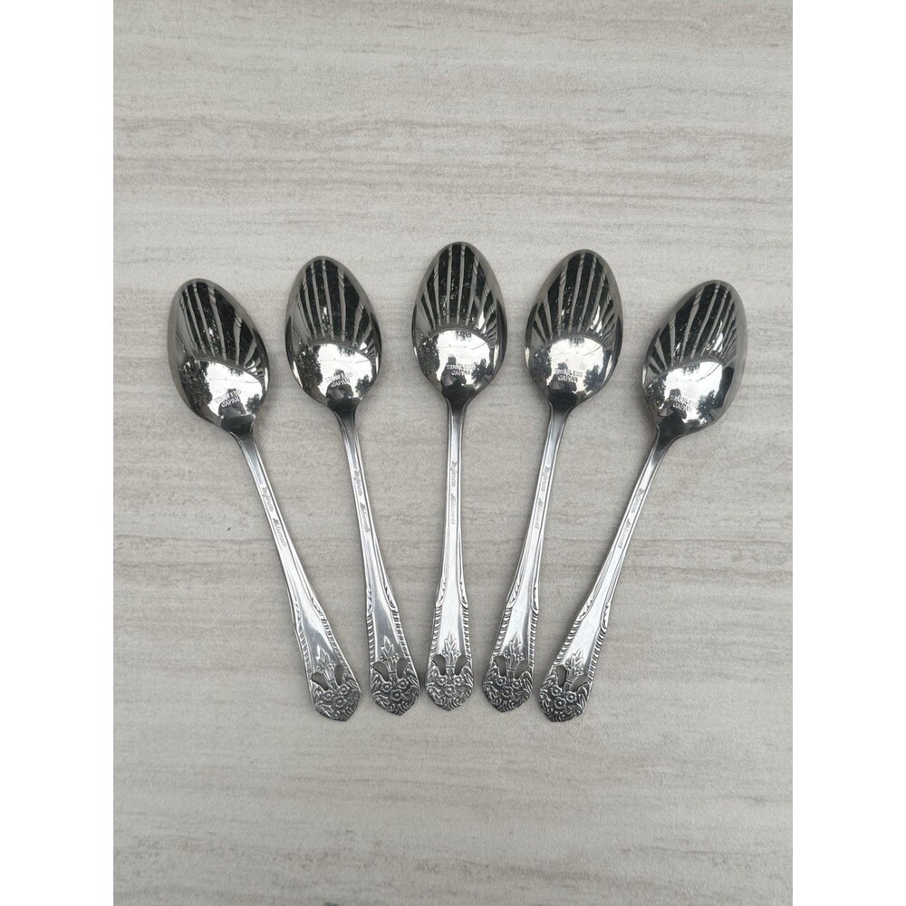 Vintage Majorca By National Stainless Steel Teaspoons Japan Set Of 5